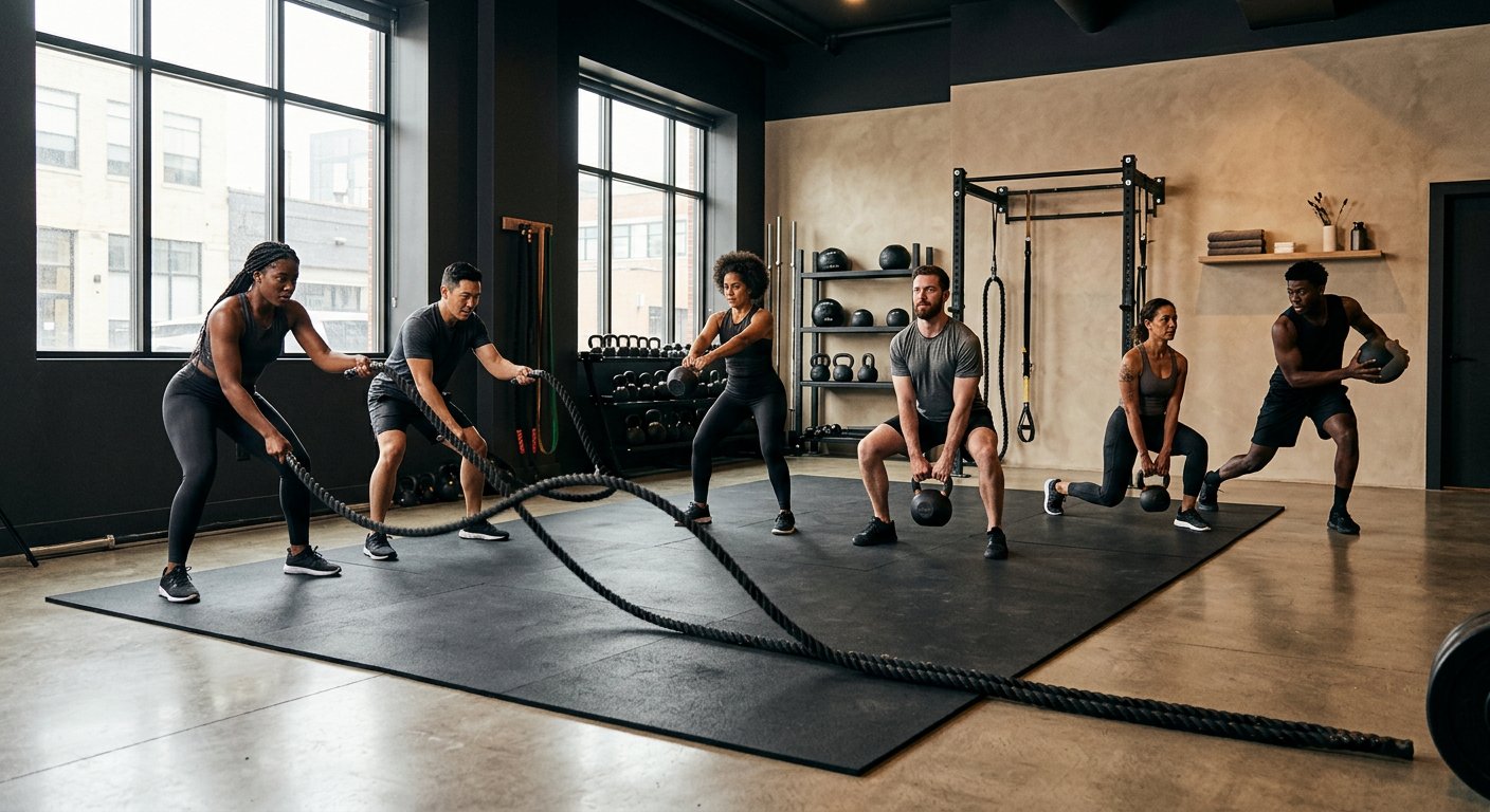 A group training session in a modern studio